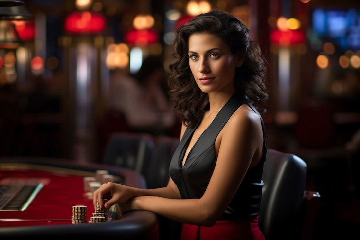 Studio kasino langsung Nolimit City dengan dealer dan multi-kamera untuk permainan blackjack dan baccarat